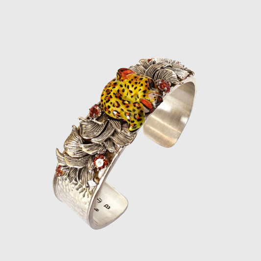 Leopard Leaf and Sapphire Bangle