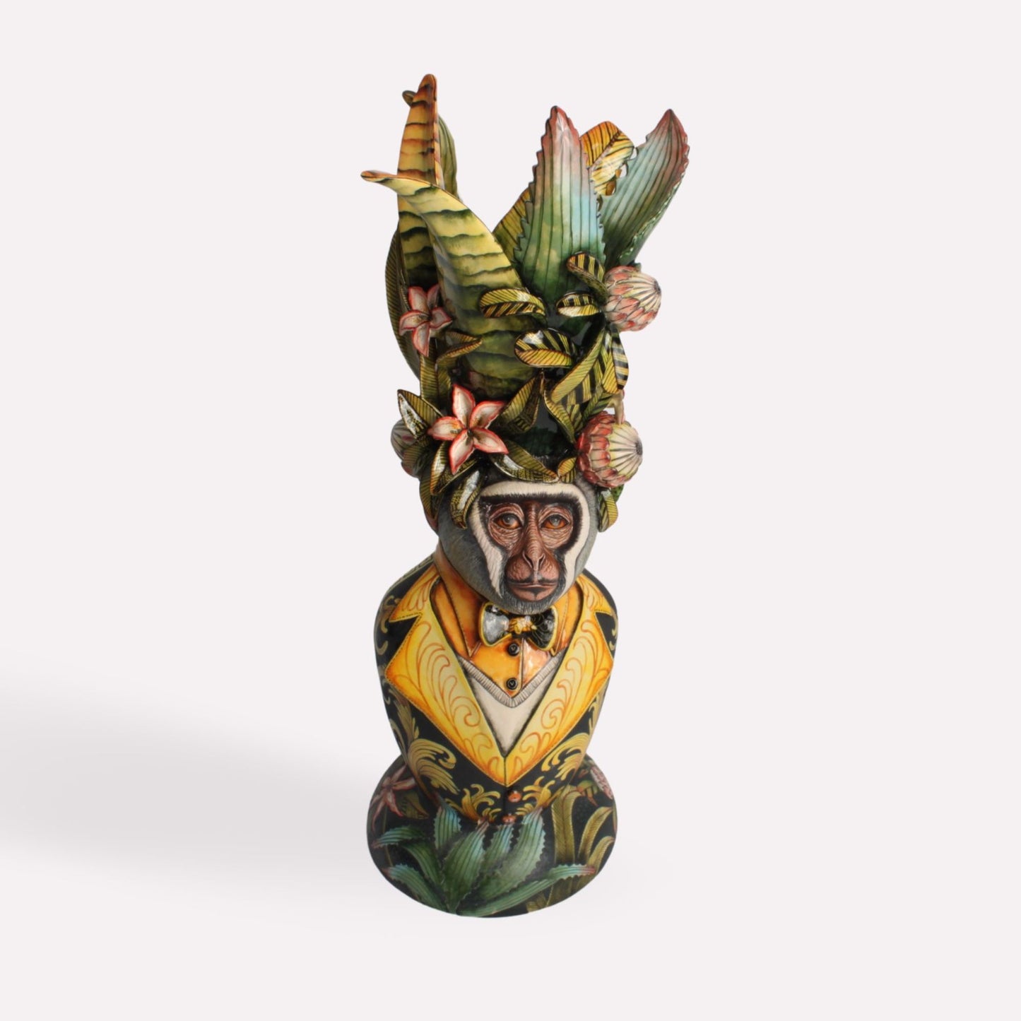 Crowned Monkey Vase Sculpture