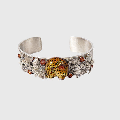 Leopard Leaf and Sapphire Bangle
