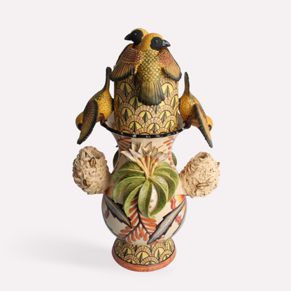 Masked Weaver Vase