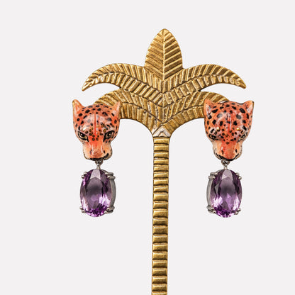 Leopard and Amethyst Earrings