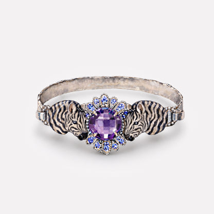 Zebra Amethyst and Tanzanite Bangle