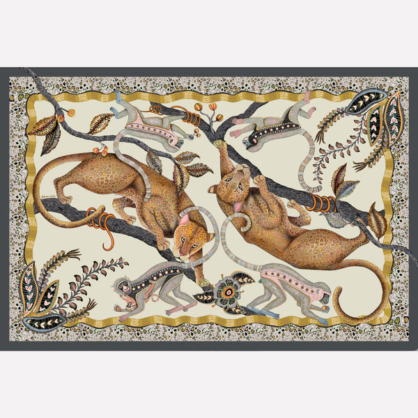 Monkey Tales Satinette Tablecloth in Stone