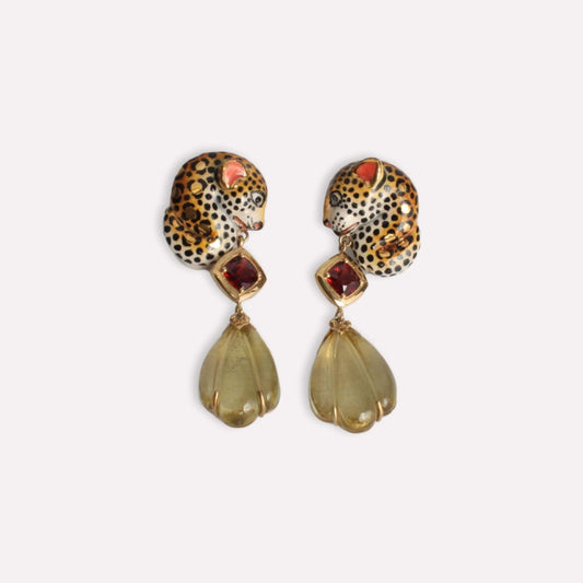 Leopard Garnet Drop Earrings