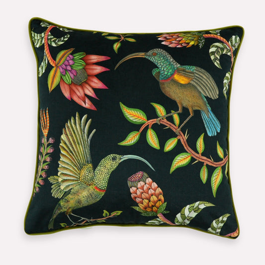 Protea Garden Night Velvet Cushion Cover