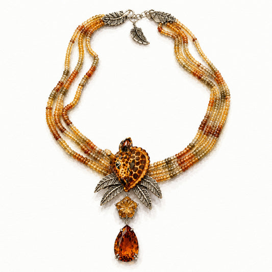 Giraffe Canopy Citrine Star & Brandy Necklace