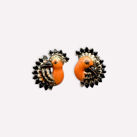 Hoopoe Black Spinel Earrings