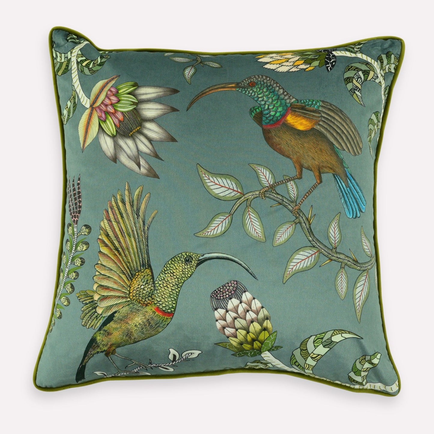 Protea Garden Ash Velvet Cushion Cover
