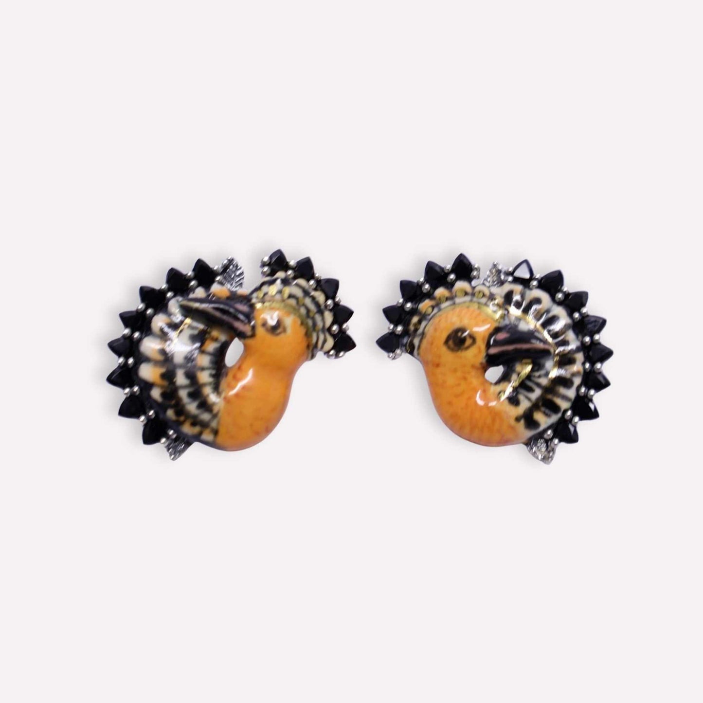 Hoopoe Black Spinel Earrings