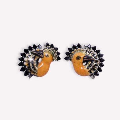 Hoopoe Black Spinel Earrings