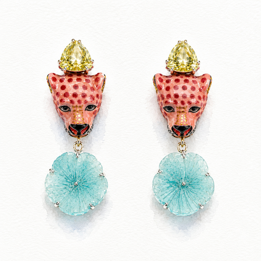 Leopard Lemon Quartz and Amazonite Earrings