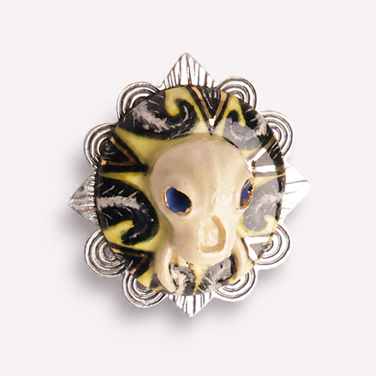 Gold Lustred Wonderboy Skull Brooch Pin