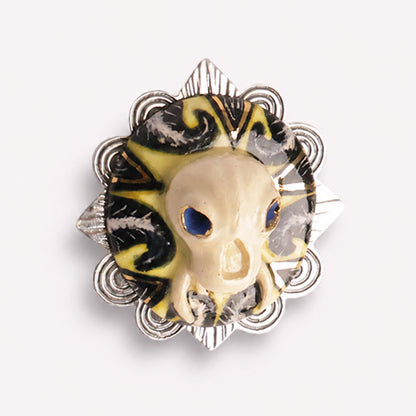 Gold Lustred Wonderboy Skull Brooch Pin