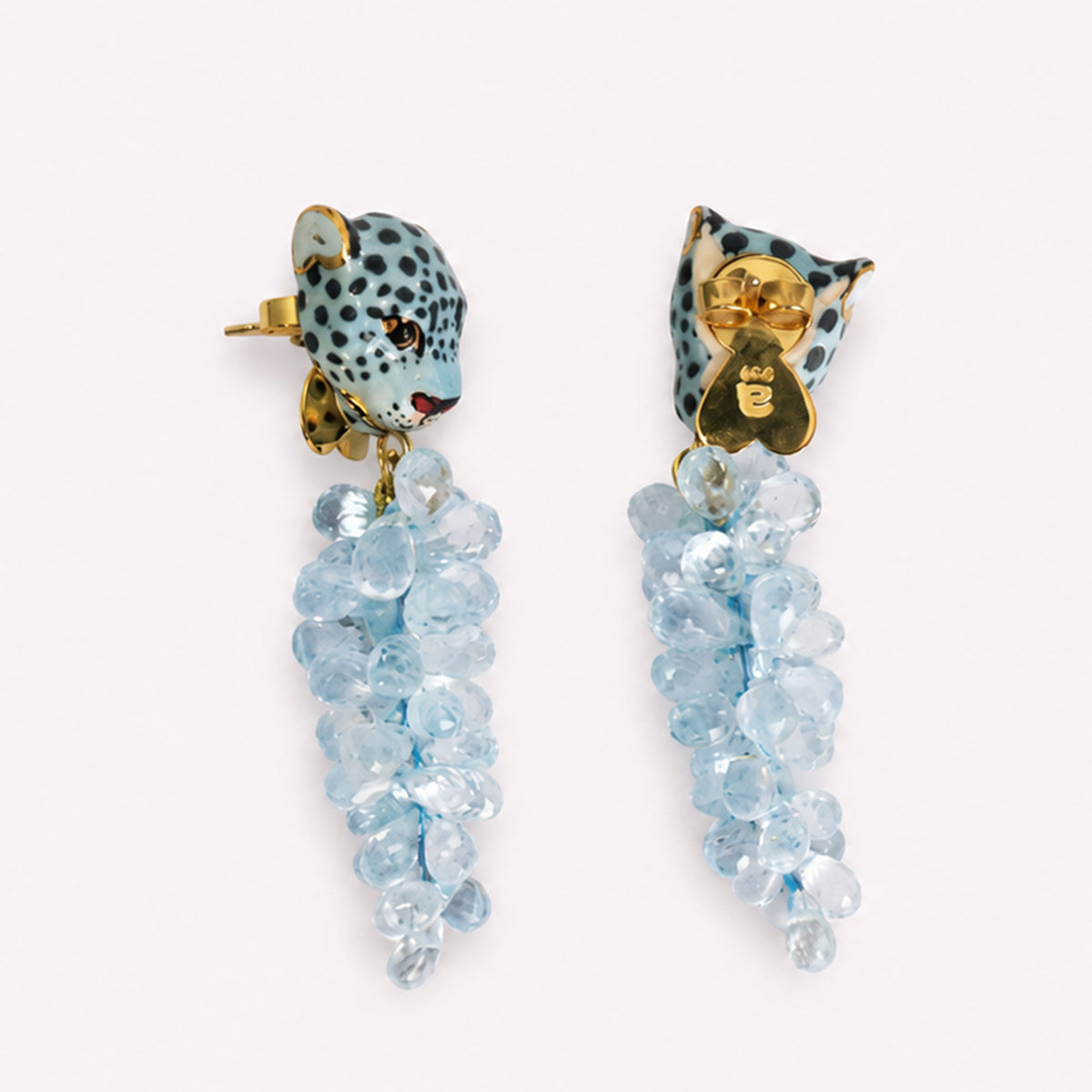 Leopard & Faceted Topaz Earrings