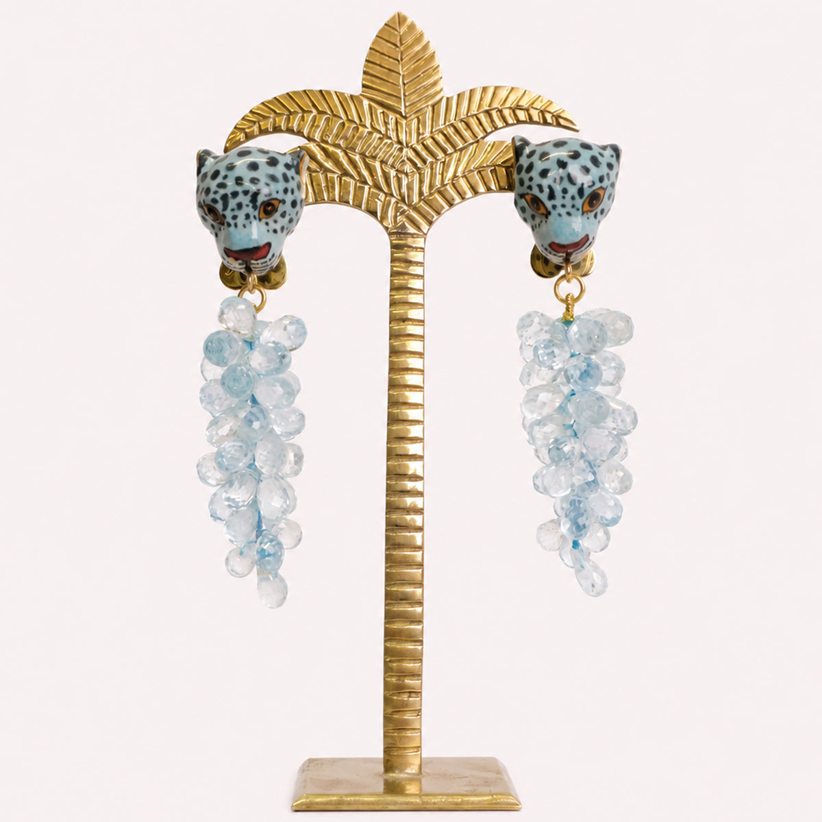 Leopard & Faceted Topaz Earrings