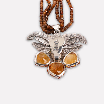 Leopard Carved Brandy Citrine Necklace