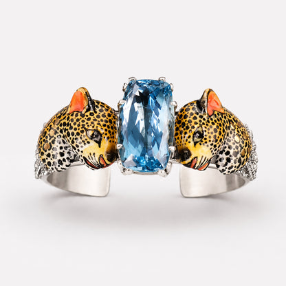 Leopard, Cast Leaf With Blue Topaz Bangle
