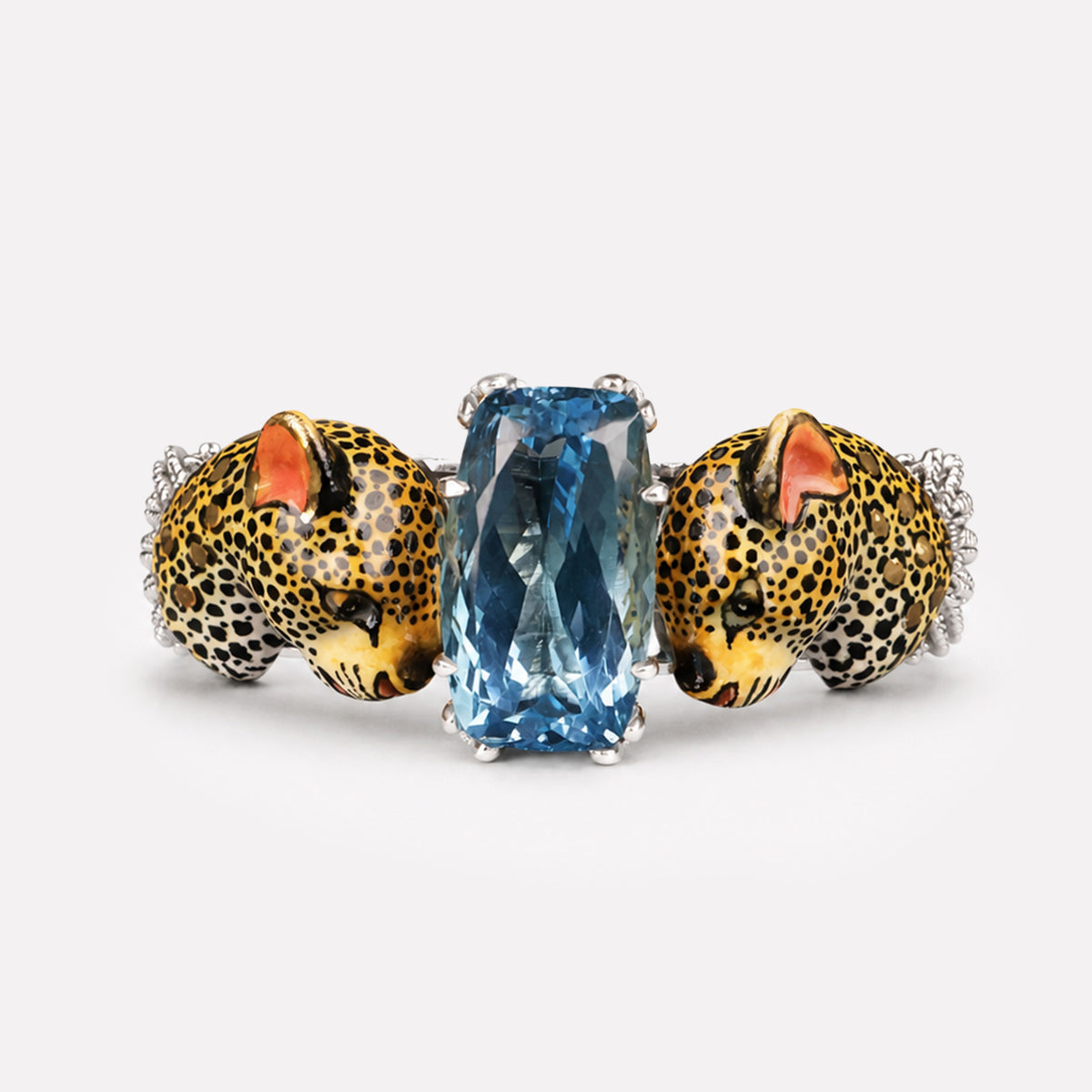 Leopard, Cast Leaf With Blue Topaz Bangle