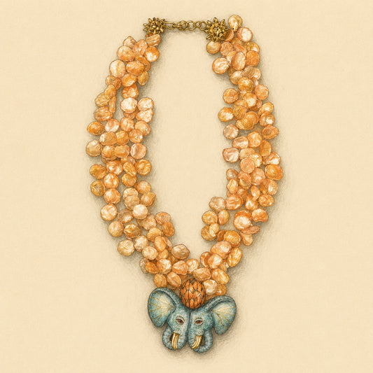 Elephant Duet with Keshi Pearls Necklace