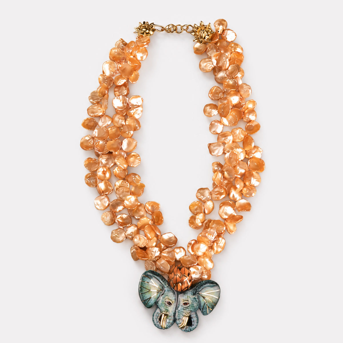 Elephant Duet with Keshi Pearls Necklace