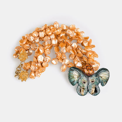 Elephant Duet with Keshi Pearls Necklace
