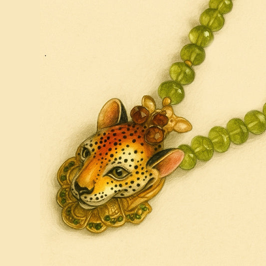 Leopard Head with Bushbaby Necklace