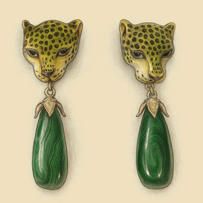 Leopard Malachite Earrings
