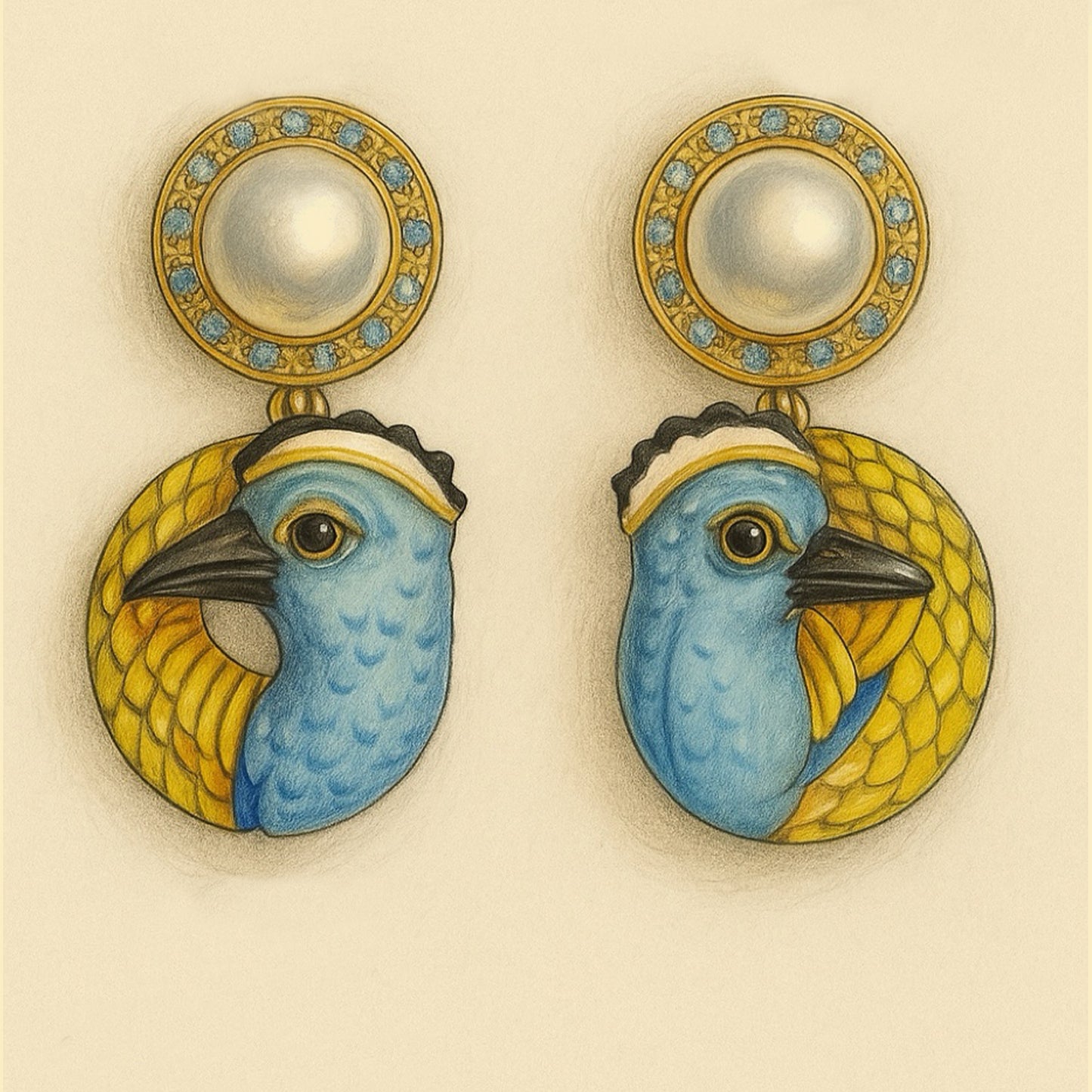 Azure Hoopoe Earrings