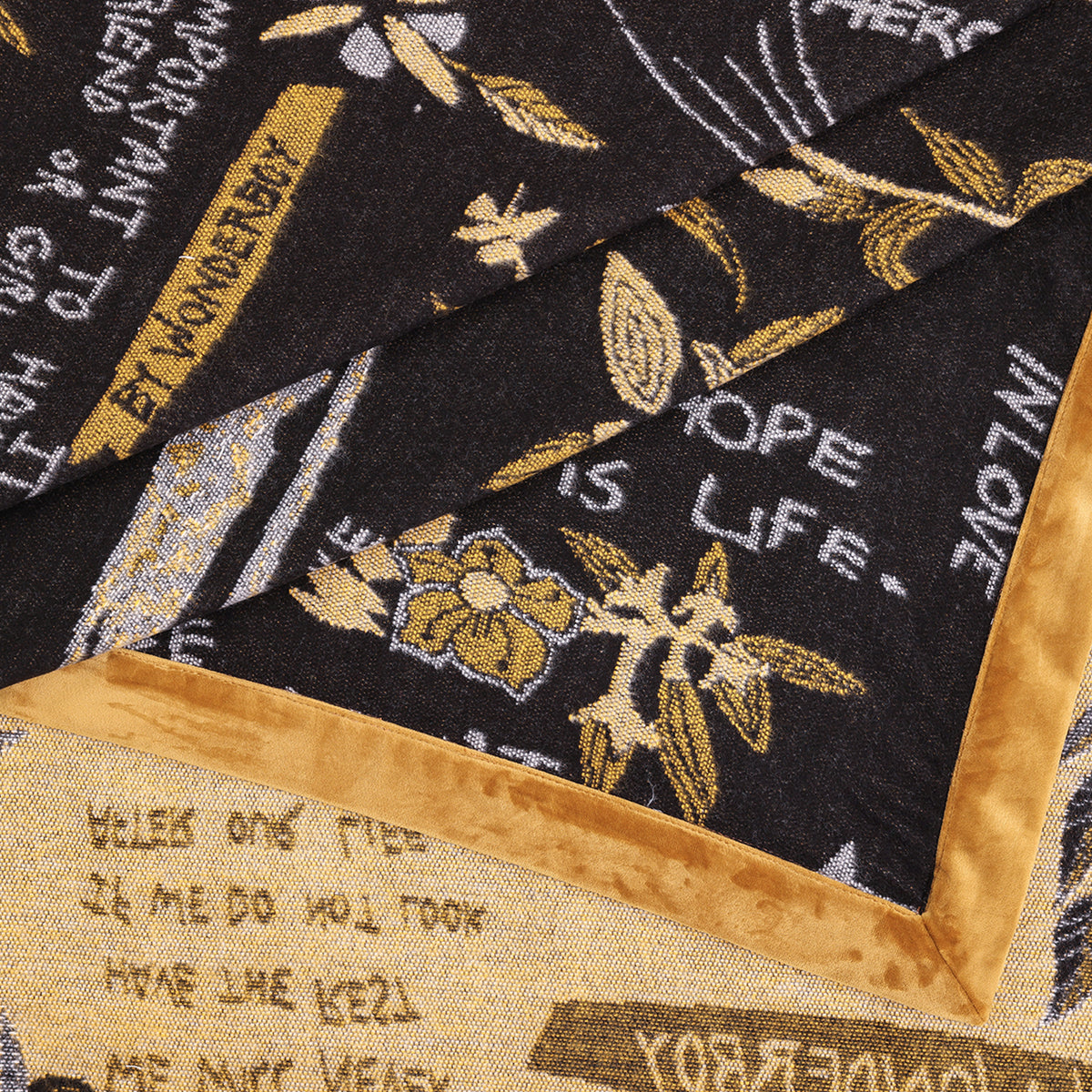 Wonderboy Wisdom Woven Blanket in Gold
