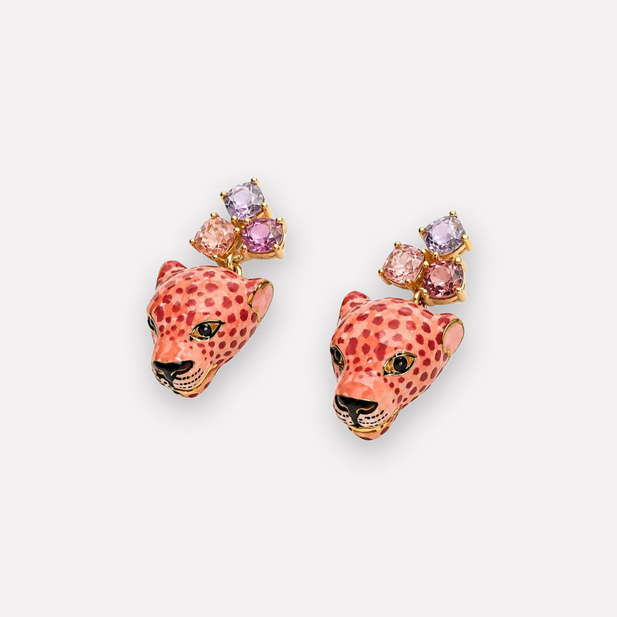 Leopard And Spinel Earrings