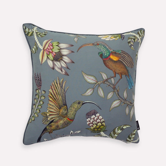 Protea Garden Ash Silk Cushion Cover