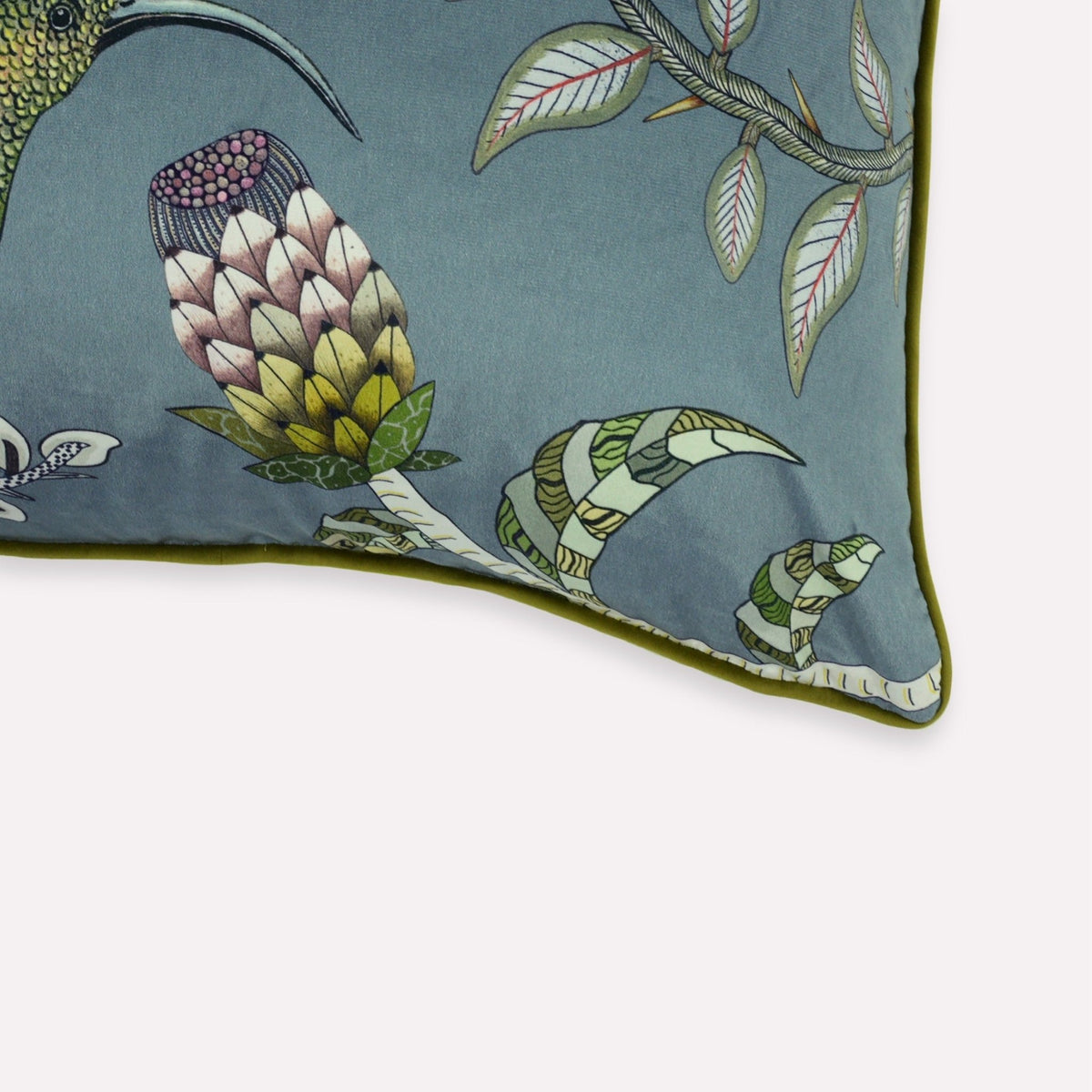 Protea Garden Ash Velvet Cushion Cover