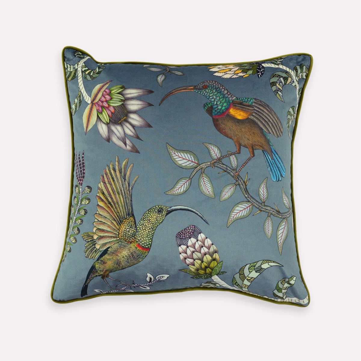 Protea Garden Ash Velvet Cushion Cover