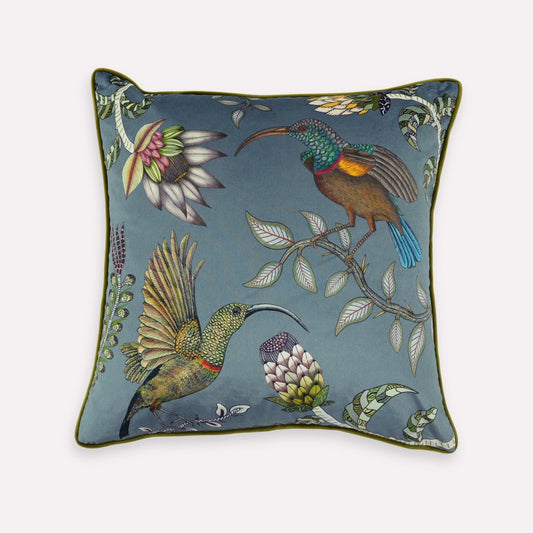 Protea Garden Ash Velvet Cushion Cover