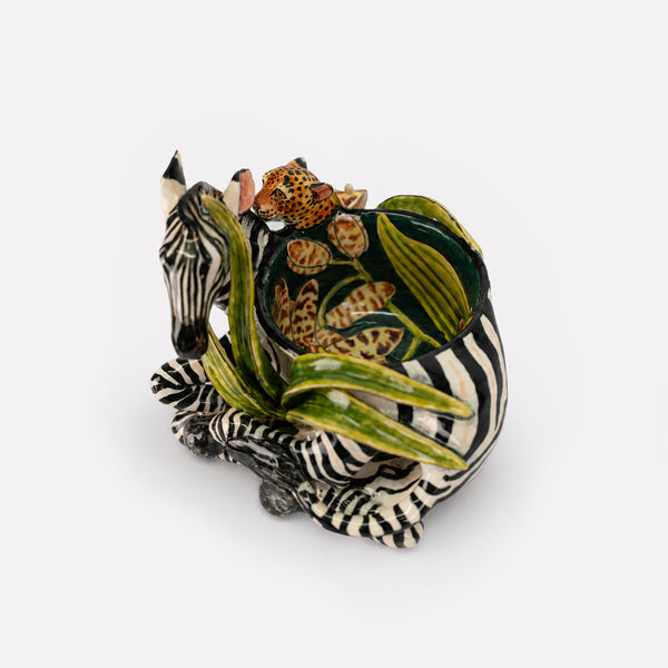 Zebra and Leopard Sculptural Bowl