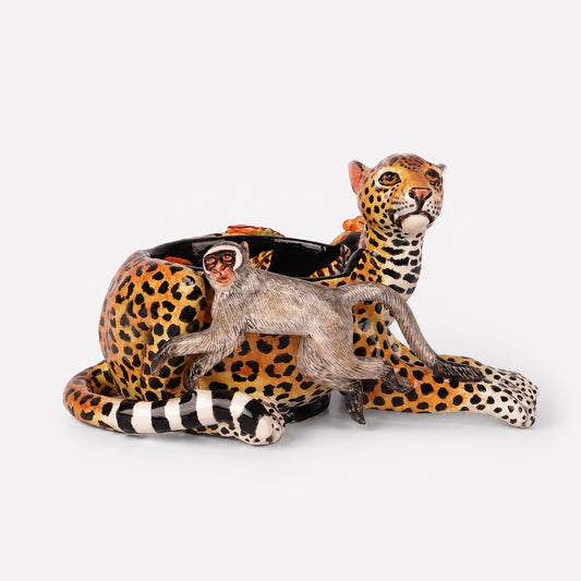 Leopard & Monkey Sculptural Bowl