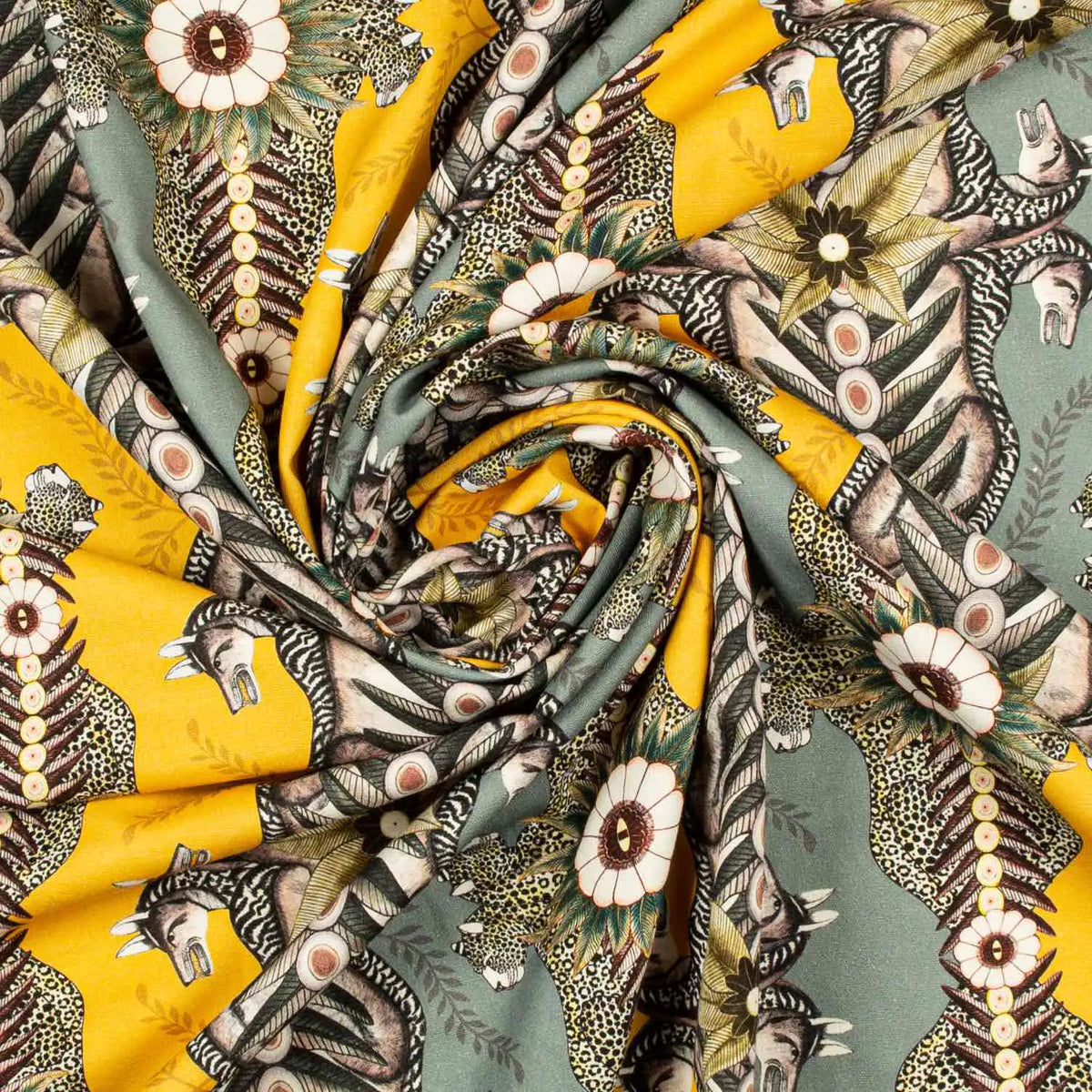Bush Bandits Butter Dust Fabric Ardmore Design