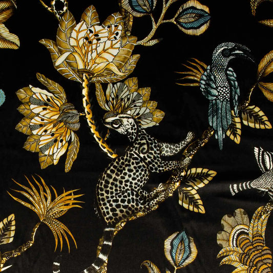 Camp Critters Brass Velvet Fabric Ardmore Design