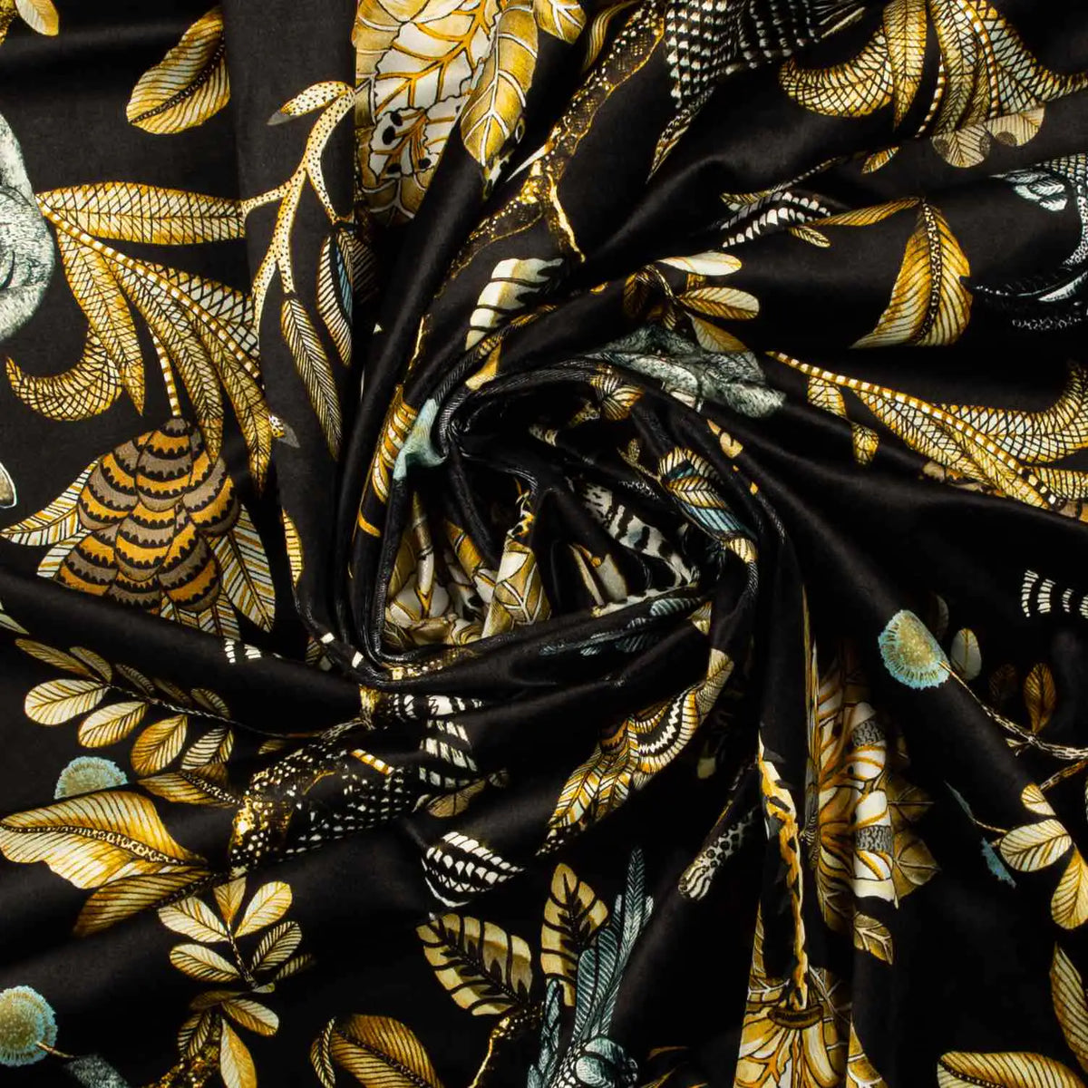 Camp Critters Brass Velvet Fabric Ardmore Design