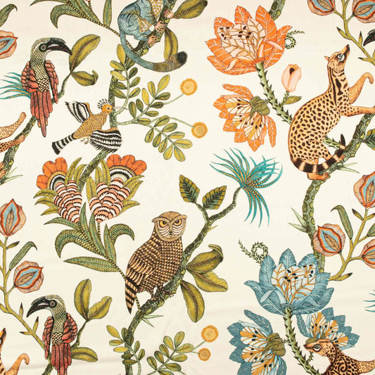 Camp Critters Coral Linen Fabric Ardmore Design
