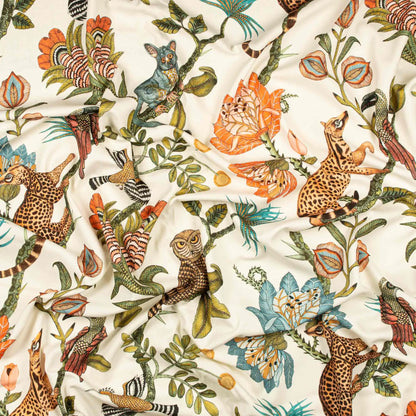 Camp Critters Coral Linen Fabric Ardmore Design