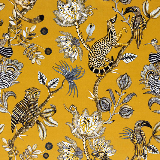 Camp Critters Gold Velvet Fabric Ardmore Design