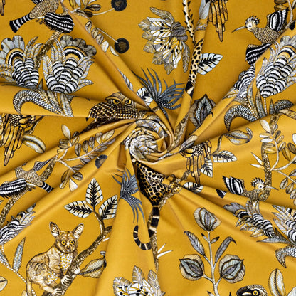 Camp Critters Gold Velvet Fabric Ardmore Design