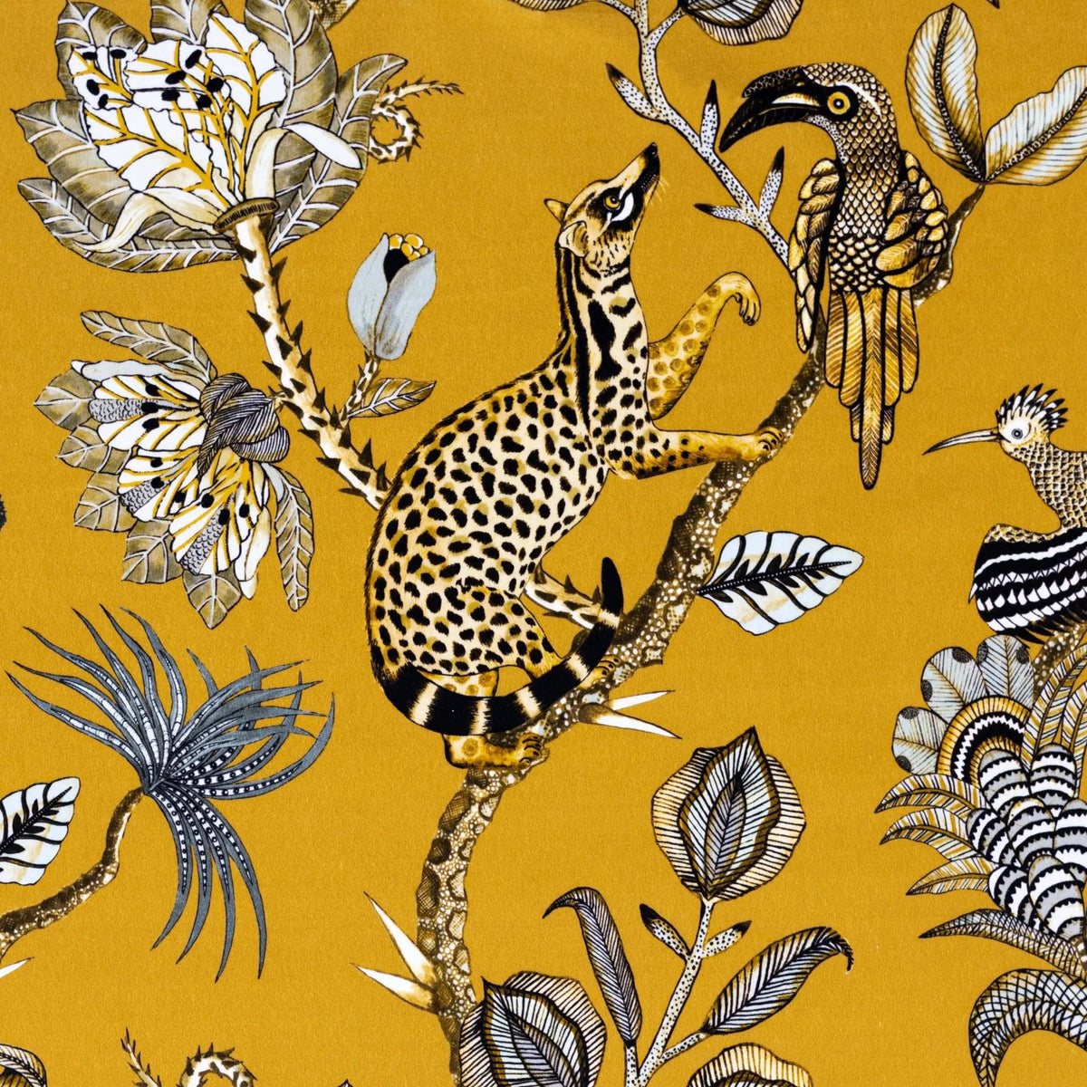Camp Critters Gold Velvet Fabric Ardmore Design