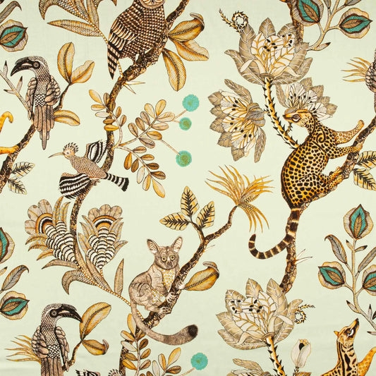 Camp Critters Mist Linen Fabric Ardmore Design