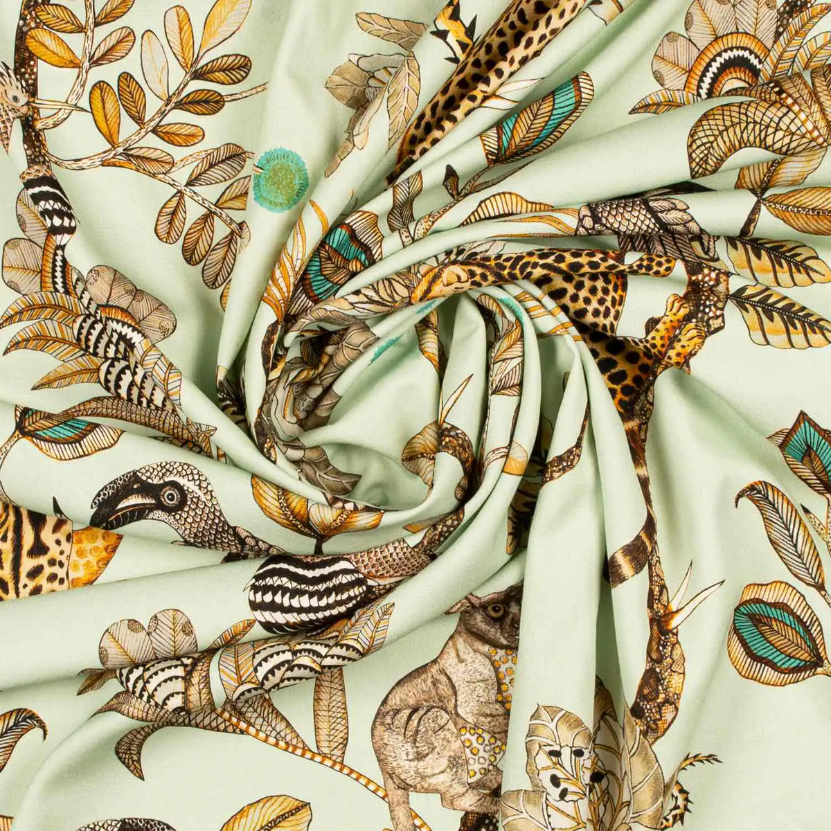 Camp Critters Mist Linen Fabric Ardmore Design