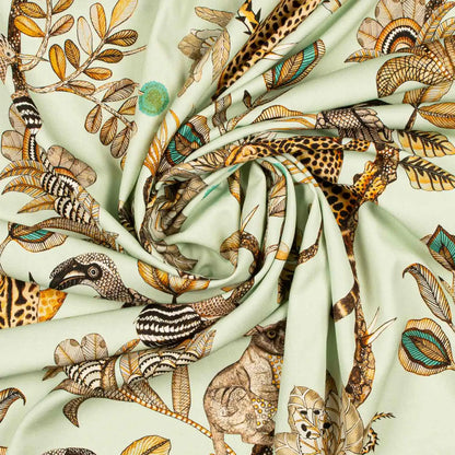 Camp Critters Mist Linen Fabric Ardmore Design