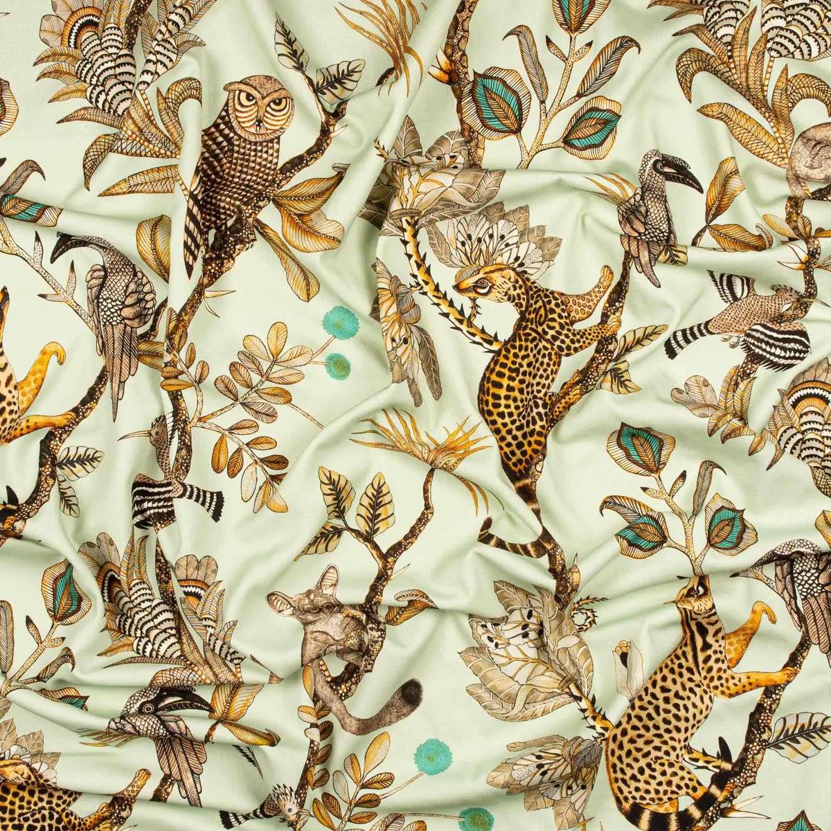 Camp Critters Mist Linen Fabric Ardmore Design