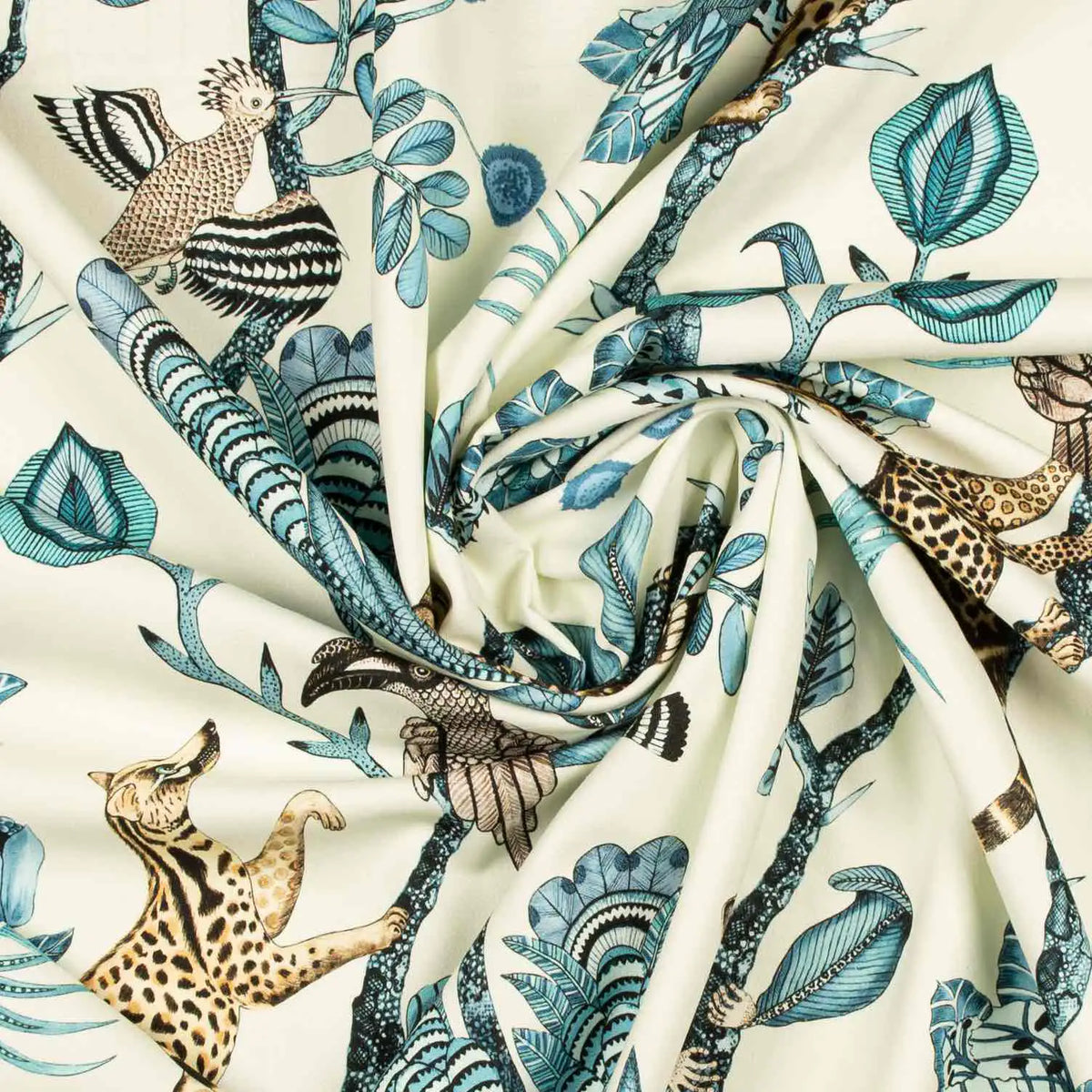 Camp Critters Tanzanite Linen Fabric Ardmore Design