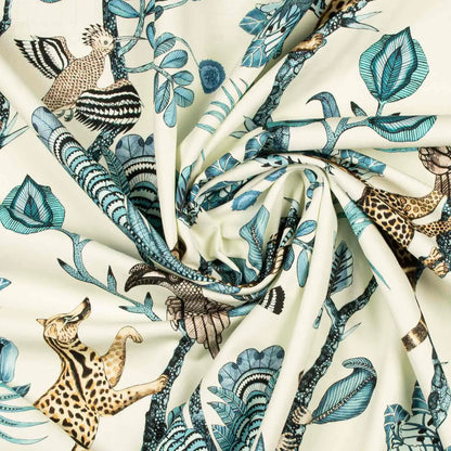 Camp Critters Tanzanite Linen Fabric Ardmore Design